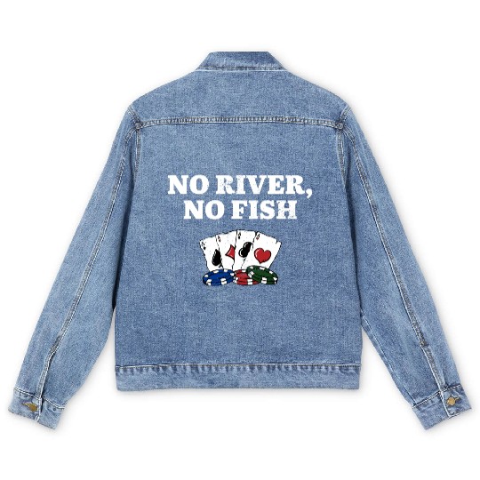 No River No Fish Gambler Casino Gambling Gaming Men's Denim Jackets