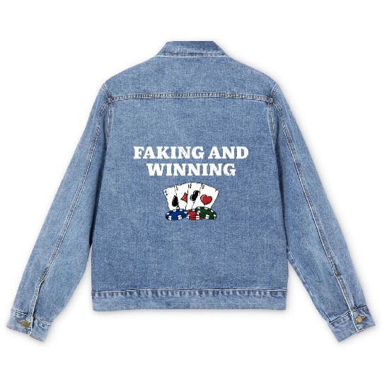 Faking and Winning Poker Gambler Poker Player Men's Denim Jackets