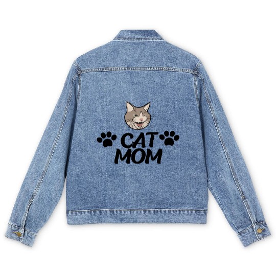 Cat Mom Funny design Classic Men's Denim Jackets