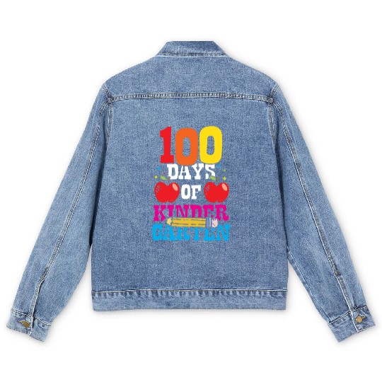 100 Days Of Kindergarten Sweet Cute Sayings Team Men's Denim Jackets
