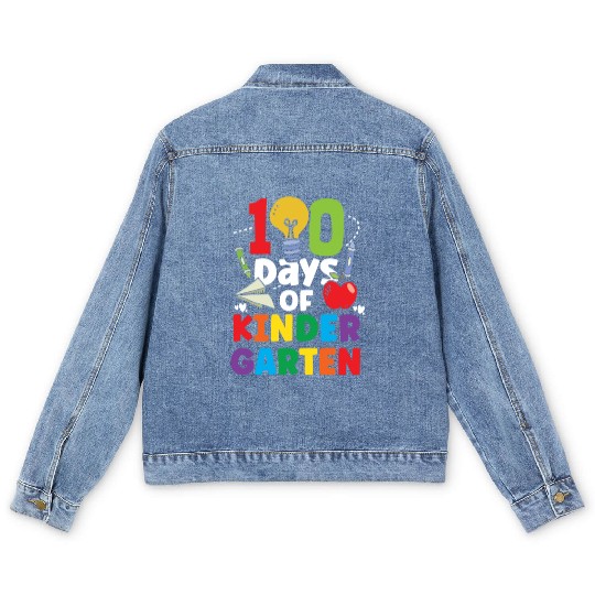100 Days Of Kindergarten Cute Sweet Sayings Team Men's Denim Jackets