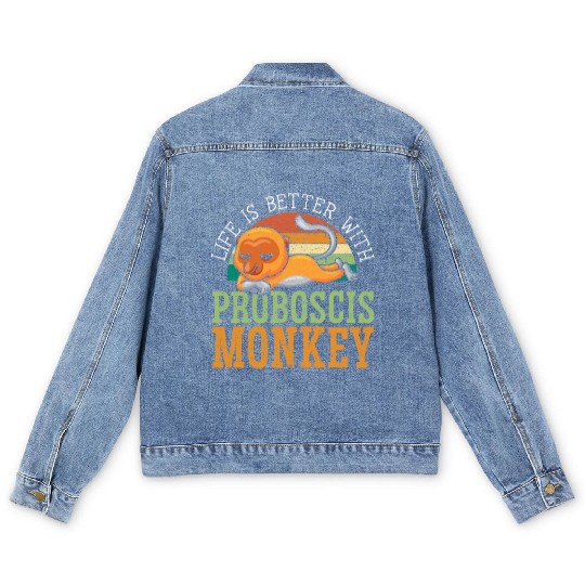 Life Is Better With Proboscis Monkey Ape Zookeeper Men's Denim Jackets