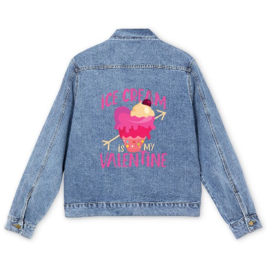 Ice Cream Valentines Day Heart Men's Denim Jackets