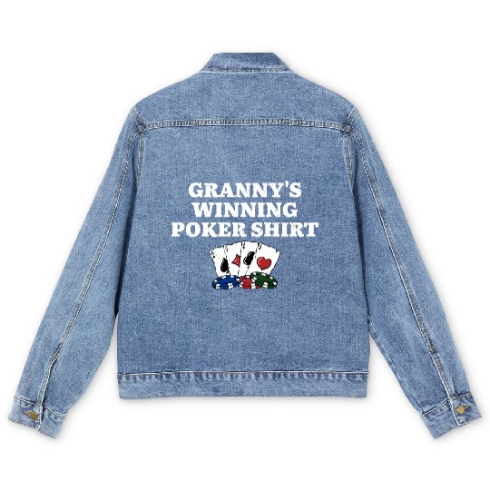 Granny's Winning Poker Men's Denim Jackets Poker Player Grandma