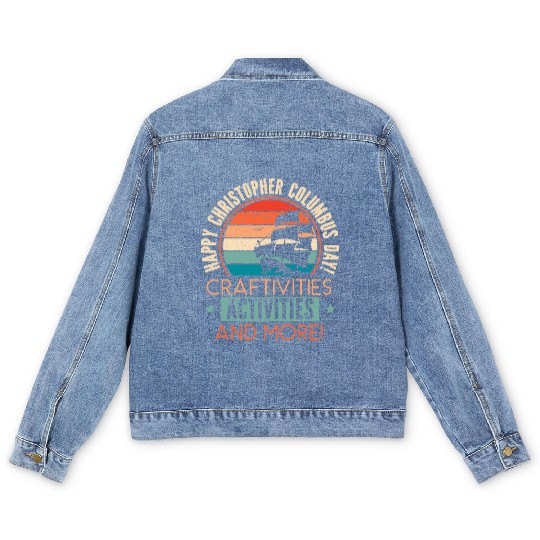 Happy Christopher Columbus Day Italian American Men's Denim Jackets