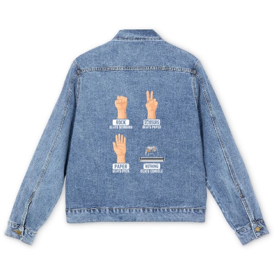 Rock Paper Scissors Nothing Beats Console PC Funny Men's Denim Jackets