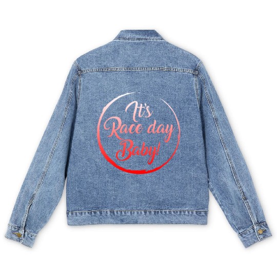 Racing Men's Denim Jackets, It's Race Day Baby Men's Denim Jackets, Racing
