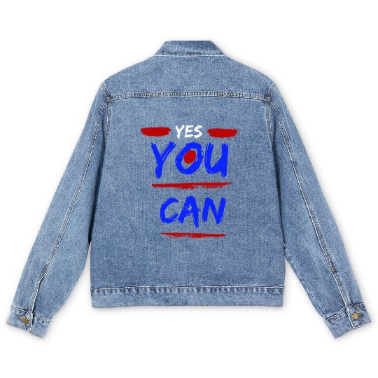 Red Modern Inspirational Quote Men's Denim Jackets 11 17 in