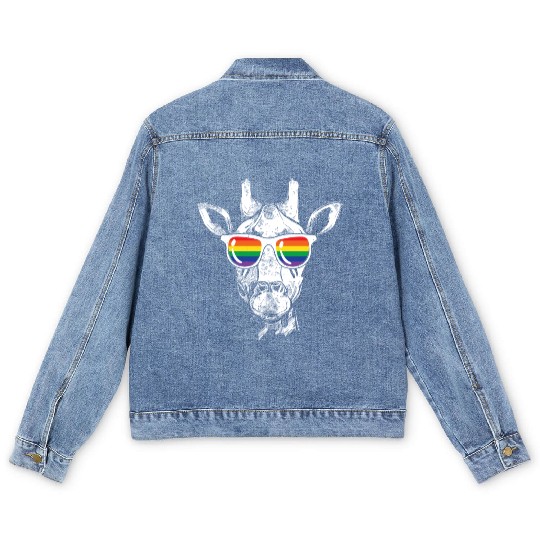 LGBT Giraffe Laugh Gay Lesbian Animal Lover Gift Men's Denim Jackets