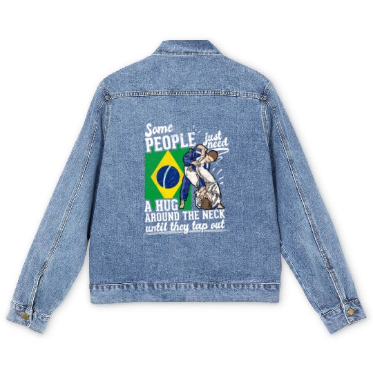 Some People Just Need A Hug Tap Out BJJ Brazilian Men's Denim Jackets