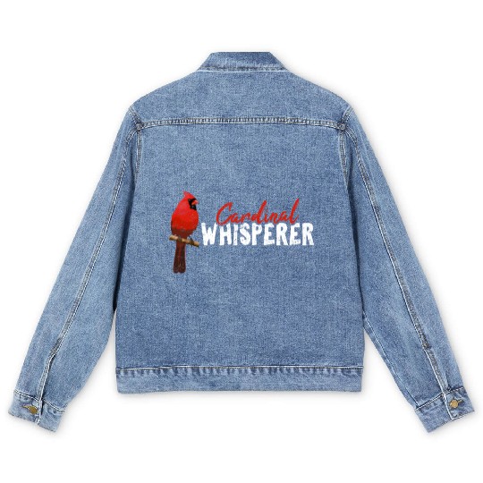 Cardinal Whisperer Northern Cardinal Bird Red Card Men's Denim Jackets