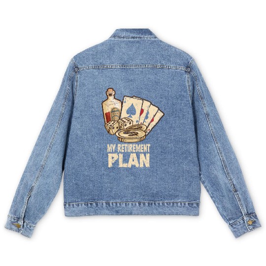 Poker Player Retirement Plan Playing Poker Men's Denim Jackets