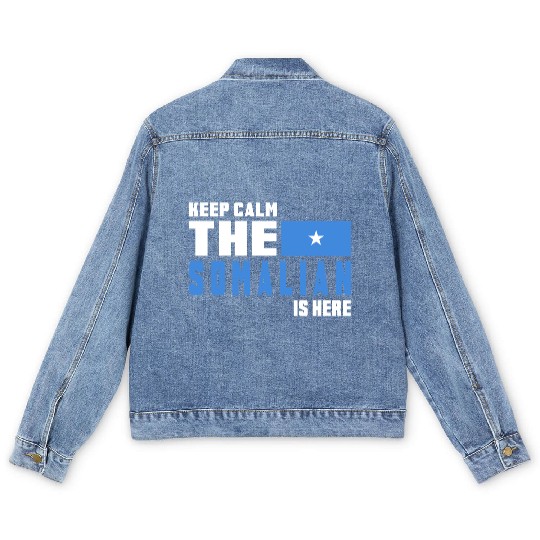 Keep calm Somalia flag design Men's Denim Jackets