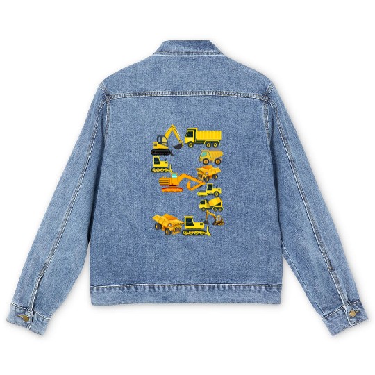 Construction Vehicles Trucks For 9 Year Old Boys Men's Denim Jackets
