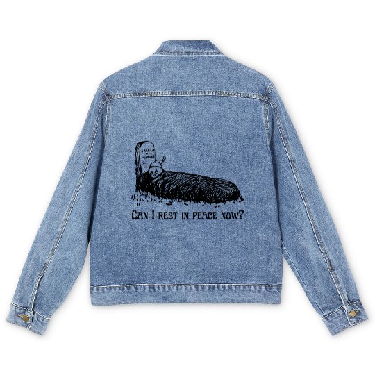 Can I Rest In Peace Now? Skeleton Trying To Sleep Men's Denim Jackets