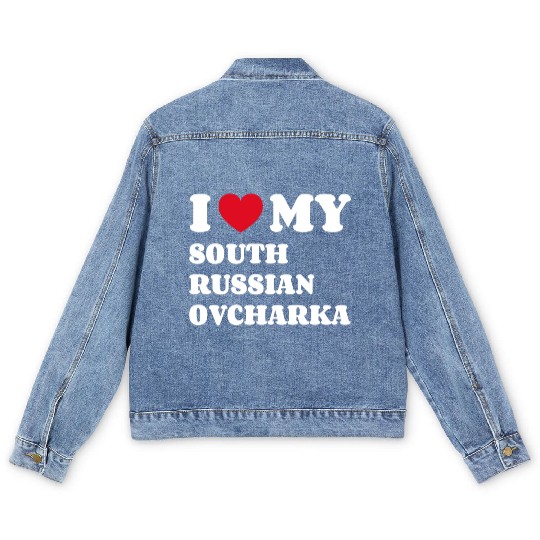 I Love My South Russian Ovcharka Men's Denim Jackets