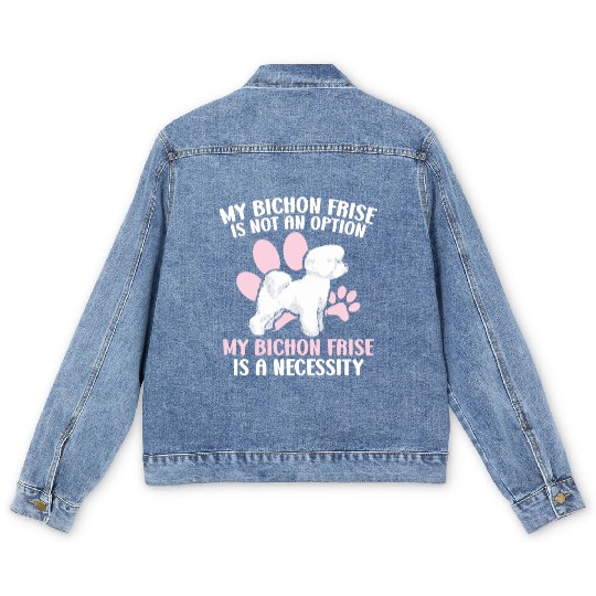 Bichon Frise Dog Lover Dog Breeder Puppy Paw Love Men's Denim Jackets