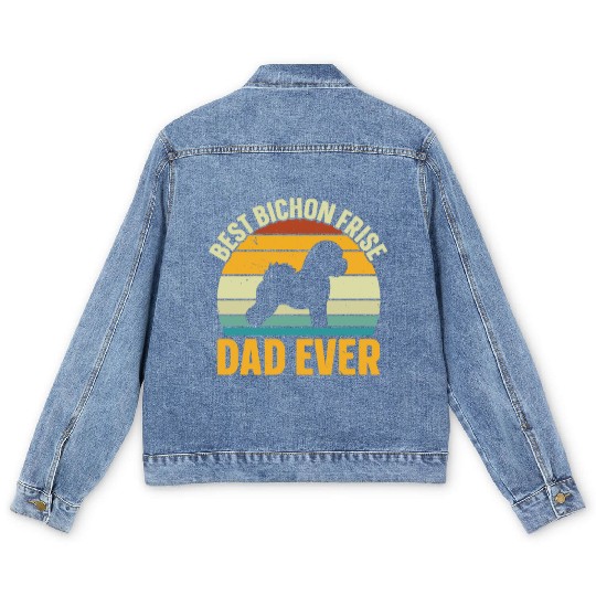 Best Bichon Frise Dad Ever Dog Lover Puppy Paw Men's Denim Jackets