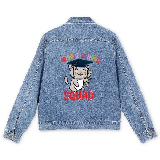 Middle School Squad Cat Back To School Men's Denim Jackets
