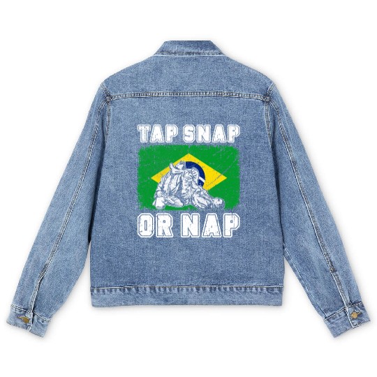 Tap Snap Or Nap - BJJ Brazilian Jiu Jitsu Men's Denim Jackets