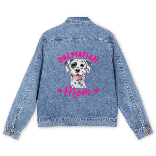 Dog Lover Puppy Cute Dalmatian Mom Men's Denim Jackets