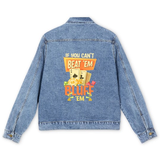 Card Game Royal Flush Ace Men's Denim Jackets