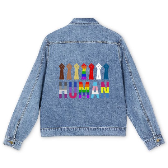 Human Rights For All Resist Feminist LGBT Black Men's Denim Jackets