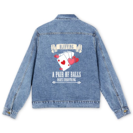 Card Game Blackjack All In Men's Denim Jackets
