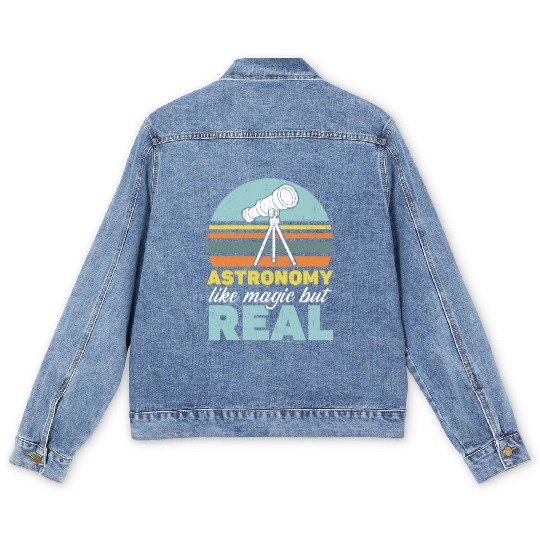 Astronomy Is Like Magic But Real Astronomer Men's Denim Jackets