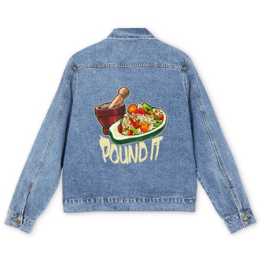 Pound It Green Spicy Thai Papaya Salad Men's Denim Jackets