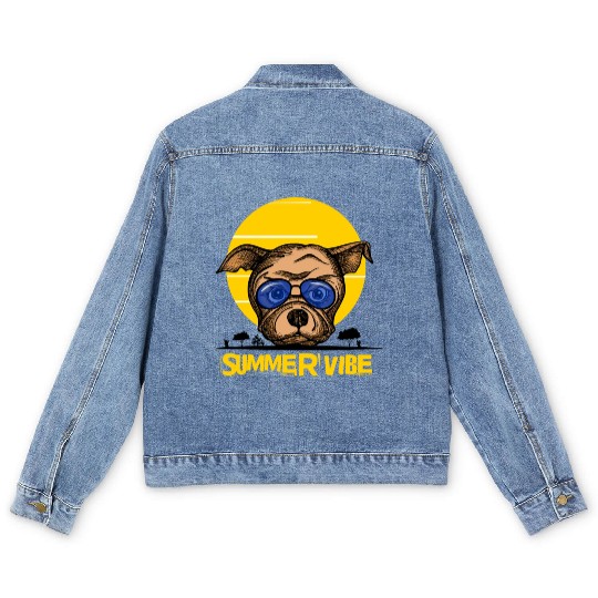 Summer vibes doggy paradise - Dog Lover Men's Denim Jackets