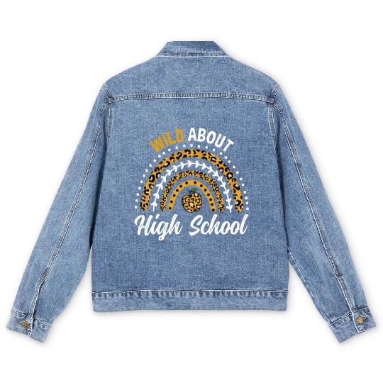 Wild About High School Teacher Rainbow Men's Denim Jackets