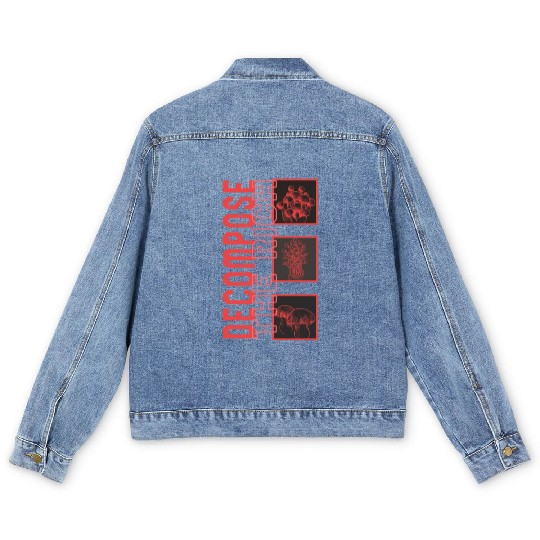 Fungi Men's Denim Jackets, Decompose The Rich Men's Denim Jackets, Funny