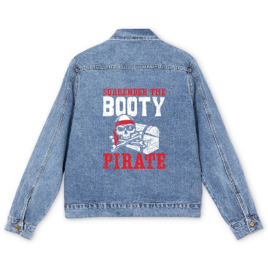 Surrender The Booty Pirate Caribbean Buccaneer Men's Denim Jackets