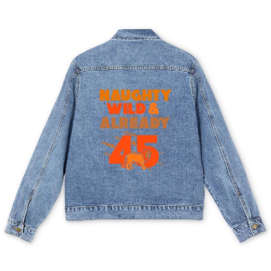 Gift 45 years birthday Men lion Men's Denim Jackets