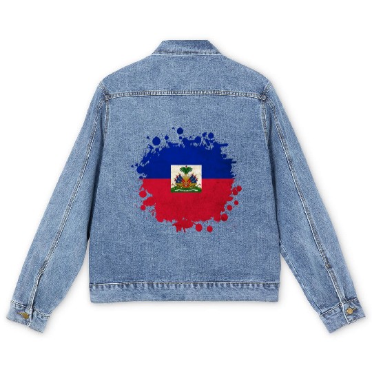 Haiti flags blob Men's Denim Jackets