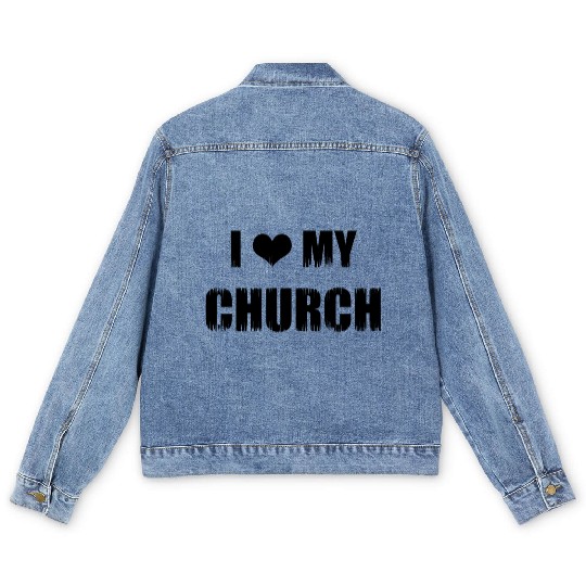 Christianity Gift I Love My Church Christian Men's Denim Jackets