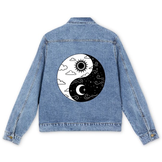 Sun and Moon Yin Yang for Yin Yang Art Lover Men's Denim Jackets