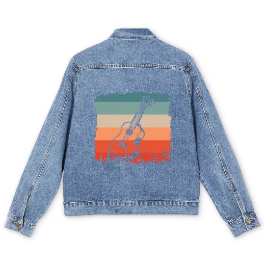 Guitarist Retro Guitar Silhouette Guitarist Men's Denim Jackets