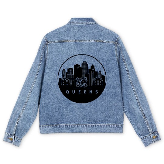 Queens New York Skyline Men's Denim Jackets