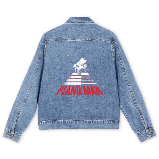 Piano Man Musician Musical Instrument Pianist Men's Denim Jackets