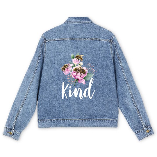 Save The Bees Bee Kind Climate Change Environ Men's Denim Jackets