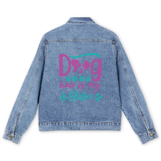 dog hair is my glitter Men's Denim Jackets