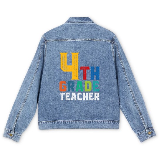 4th Grade Teacher Men's Denim Jackets
