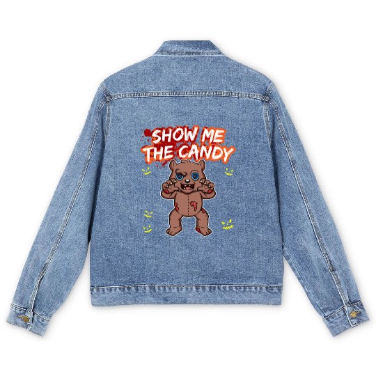 Show Me The Candy Halloween Costume Trick Or Treat Men's Denim Jackets