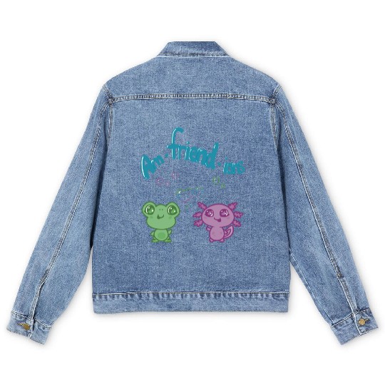 Frog And Axolotl Kawaii Best Friends Men's Denim Jackets