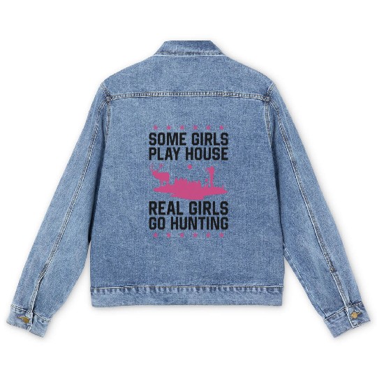 Buck Deer Hunting Hunter Girl Some Men's Denim Jackets