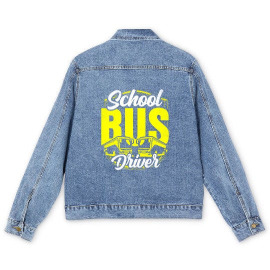 School Bus Driver Operator Busman Job Buses Men's Denim Jackets