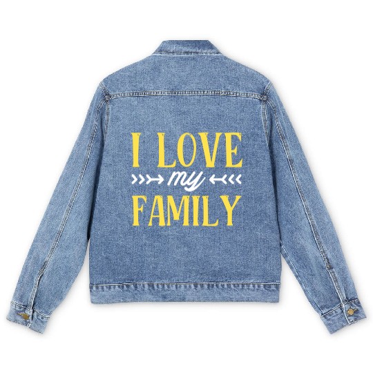 I Love My Family Reunion Families Gathering Men's Denim Jackets