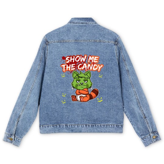 Show Me The Candy Halloween Costume Trick Or Treat Men's Denim Jackets